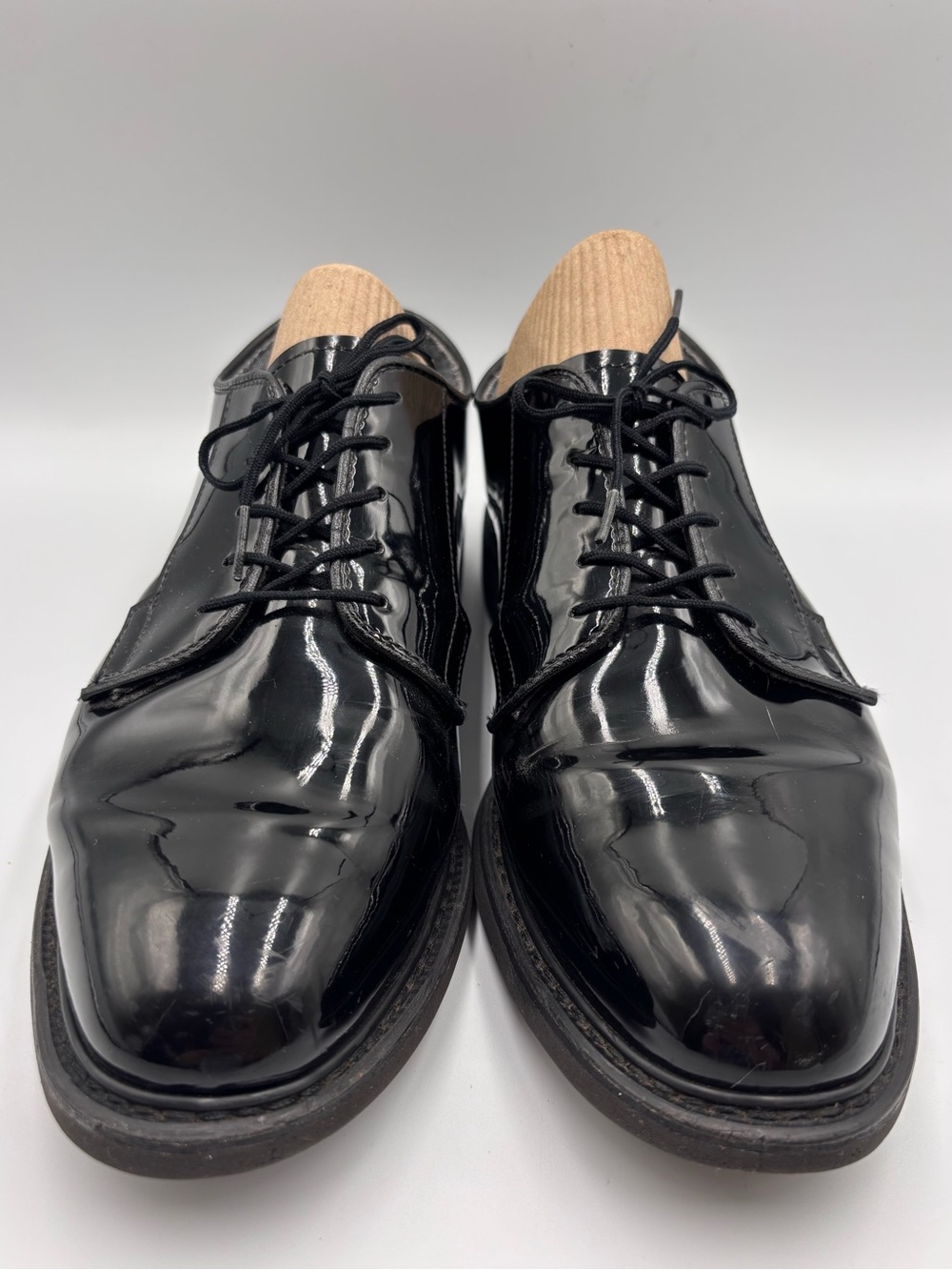 Bates Lites Mens Size 10 Black High Gloss Lace Up Oxford Shoes Vibram Uniform